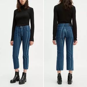 NWT Levi's Slim Crop Blue Laser Stripe High Waist Denim Jeans Women Size 28